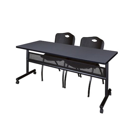 Kobe Rectangle FlipTop Table, 72" W, 29" H, Laminate Top, Gray MKFTM7224GY47BK